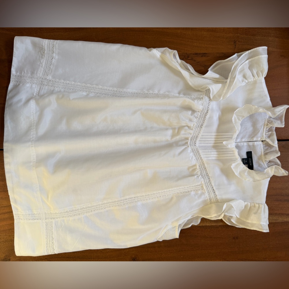 J. Crew Re-Imagined White Cotton/Silk Blouse - Picture 13 of 16